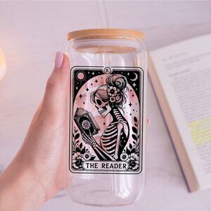 Skeleton Reader Tarot Card Glass Cup
